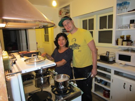 Troy and Michelle in their in process Renovated Kitchen